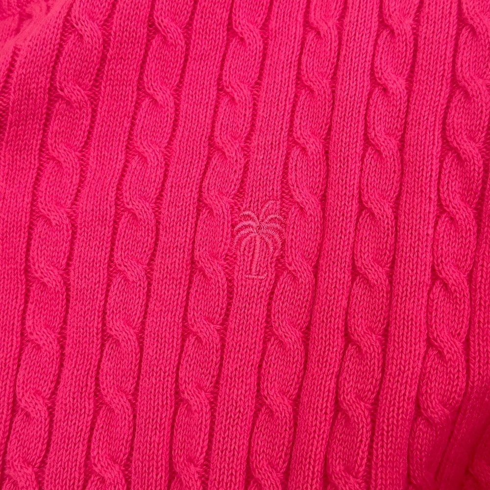 Lilly Pulitzer Pink 3/4 Sleeve Cardigan Cable Knit Cotton Stretch Classic Preppy - Picture 5 of 5